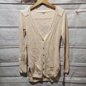 Masion Jules Waffle Knit Waffle Cardigan in Cream (Shifting Sand) Color, Size XS